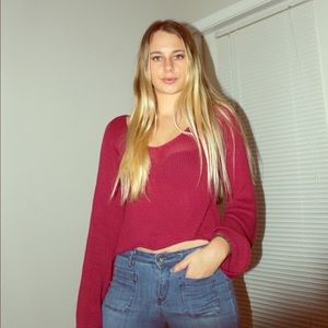 Maroon cross knit sweater